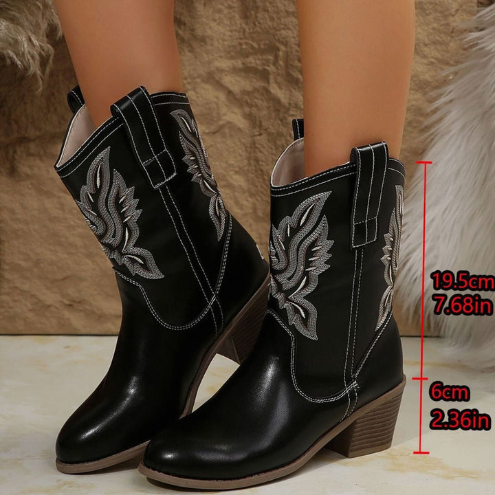 Dames Geborduurde Western Cowboylaarzen met Blokhak