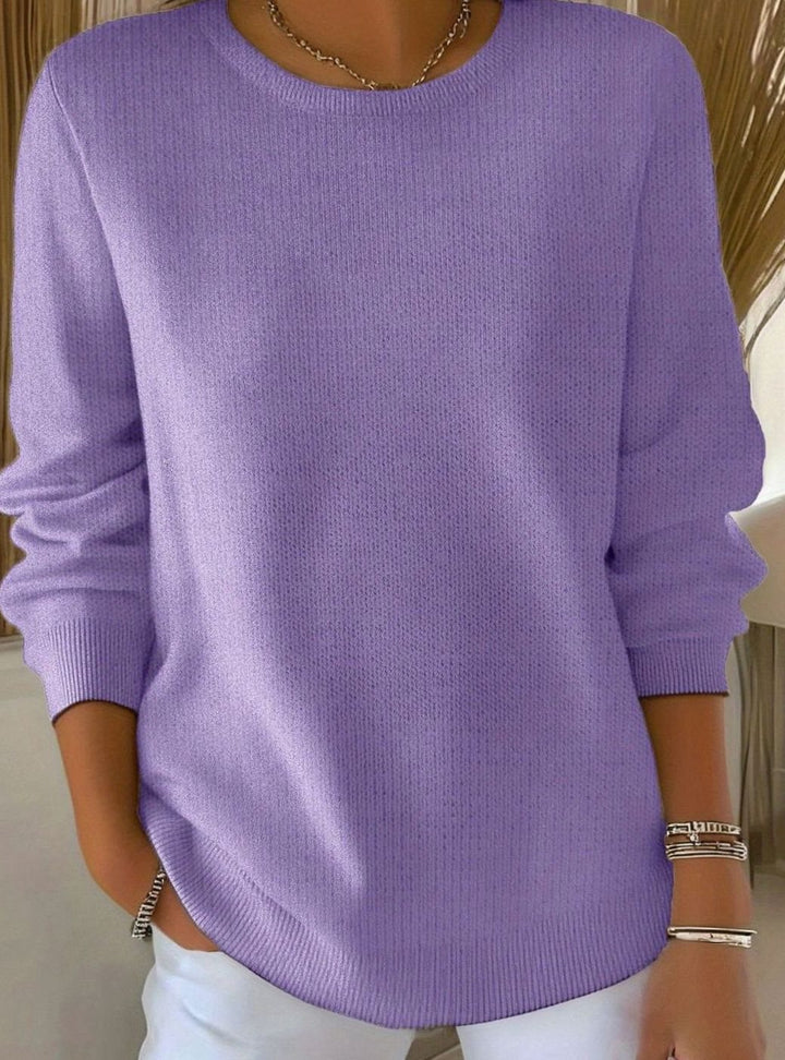 Dames Gebreide Pullover Ronde Hals Losse Pasvorm Lange Mouwen - Lichtpaars