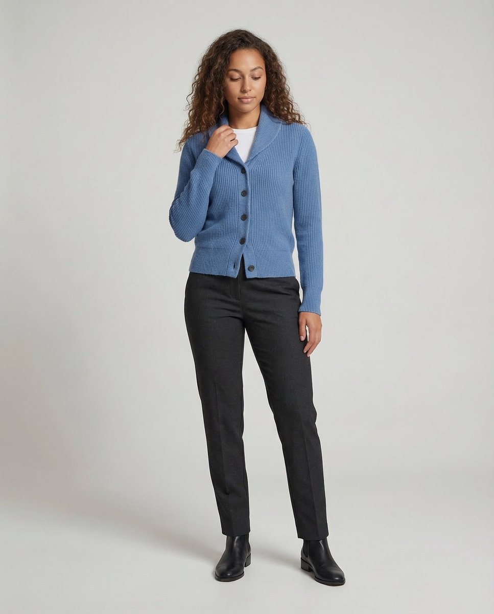 Dames Gebreide Revers-Kraag Knoopsluiting Cardigan