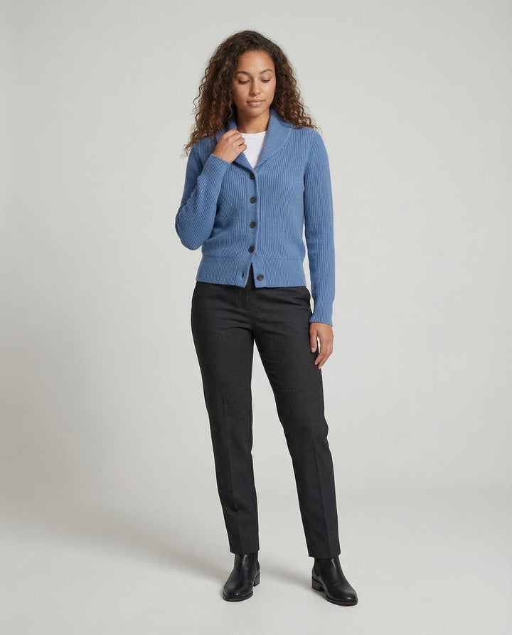 Dames Gebreide Revers-Kraag Knoopsluiting Cardigan
