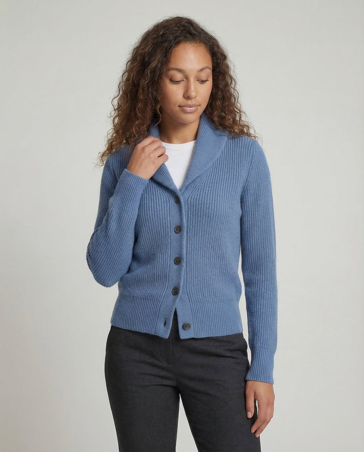 Dames Gebreide Revers-Kraag Knoopsluiting Cardigan