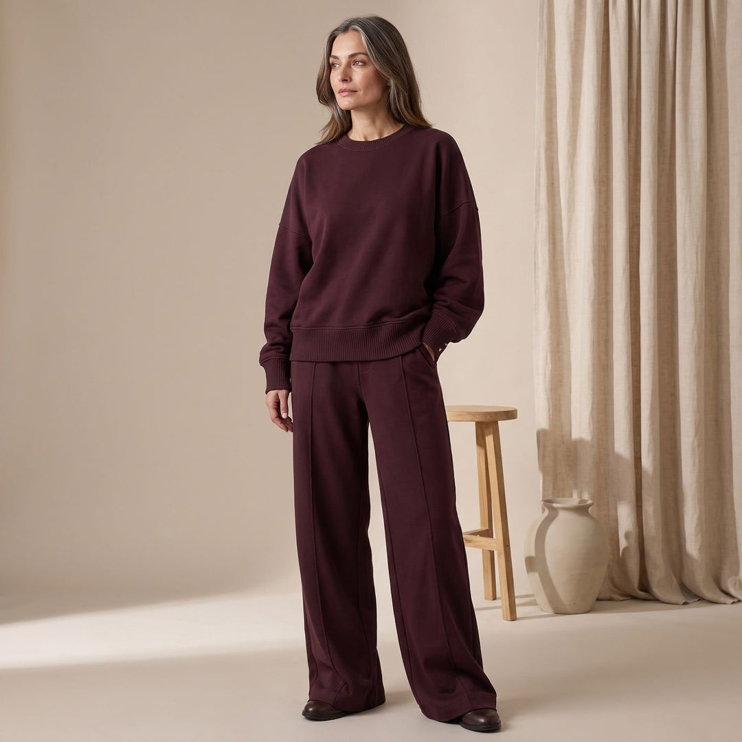 Dames Gebreide Set Oversized Sweater Wijdbeense Broek