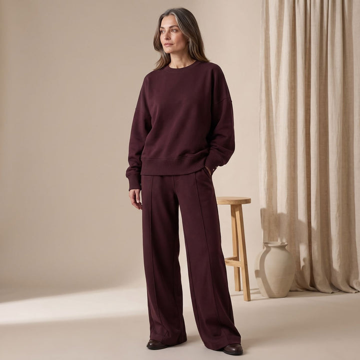Dames Gebreide Set Oversized Sweater Wijdbeense Broek