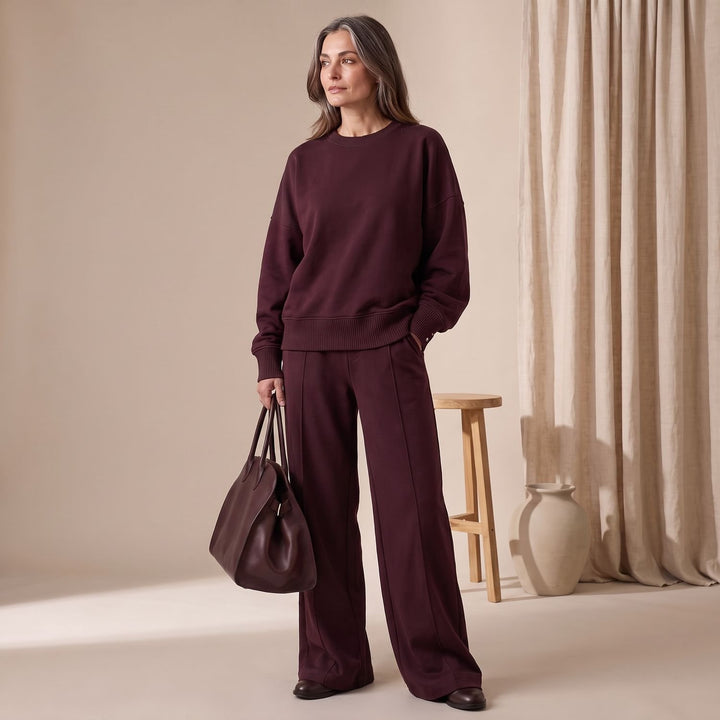 Dames Gebreide Set Oversized Sweater Wijdbeense Broek