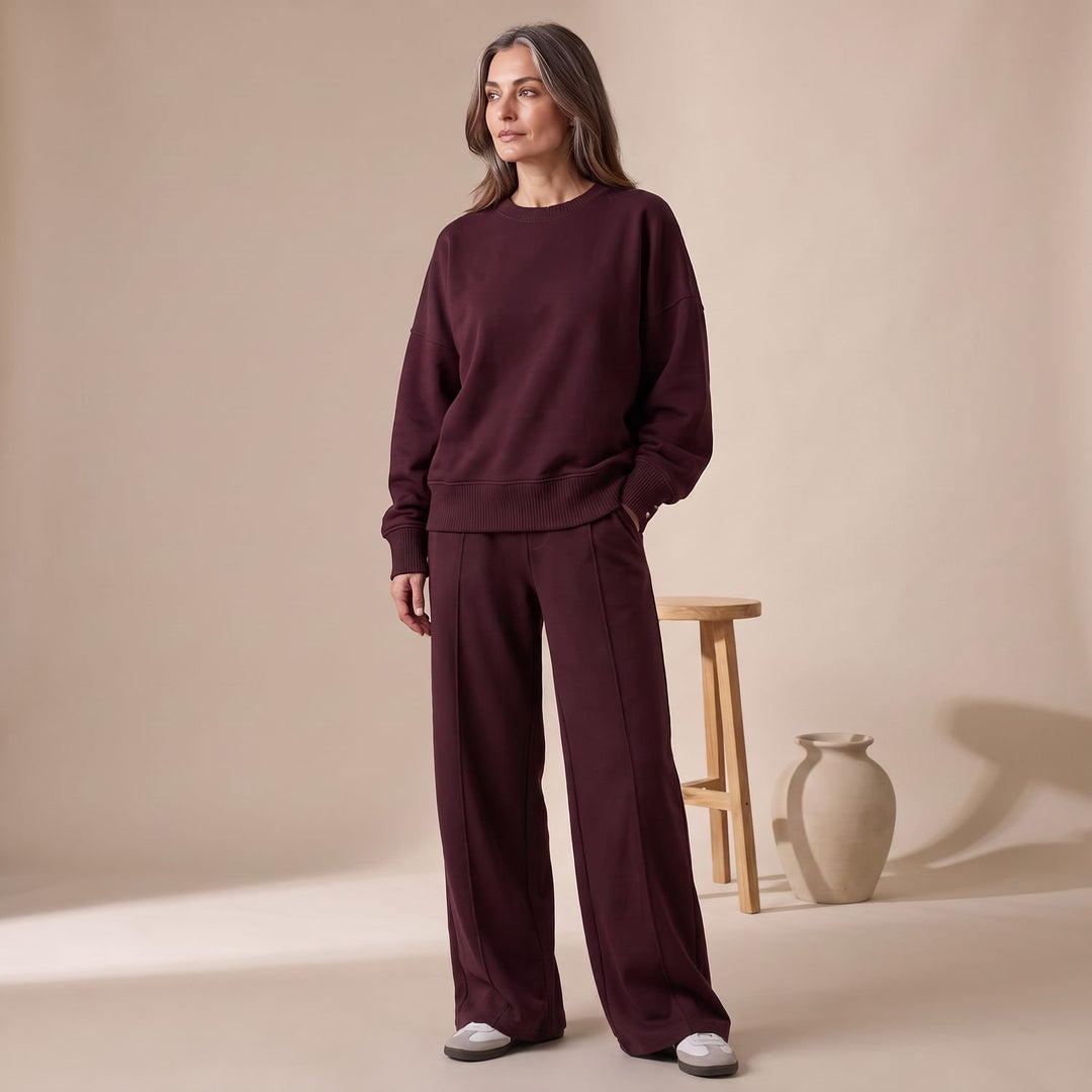 Dames Gebreide Set Oversized Sweater Wijdbeense Broek