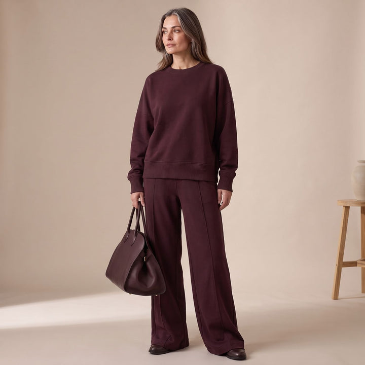 Dames Gebreide Set Oversized Sweater Wijdbeense Broek