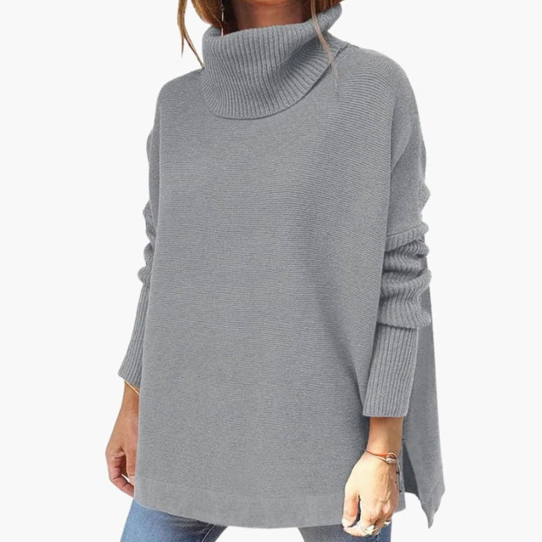 Dames Gebreide Trui Coltrui Oversized Lange Mouwen - Grijs