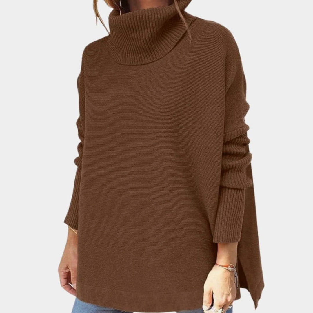 Dames Gebreide Trui Coltrui Oversized Lange Mouwen - Bruin