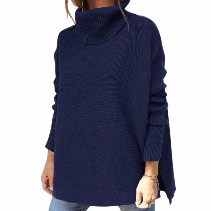 Dames Gebreide Trui Coltrui Oversized Lange Mouwen - Blauw