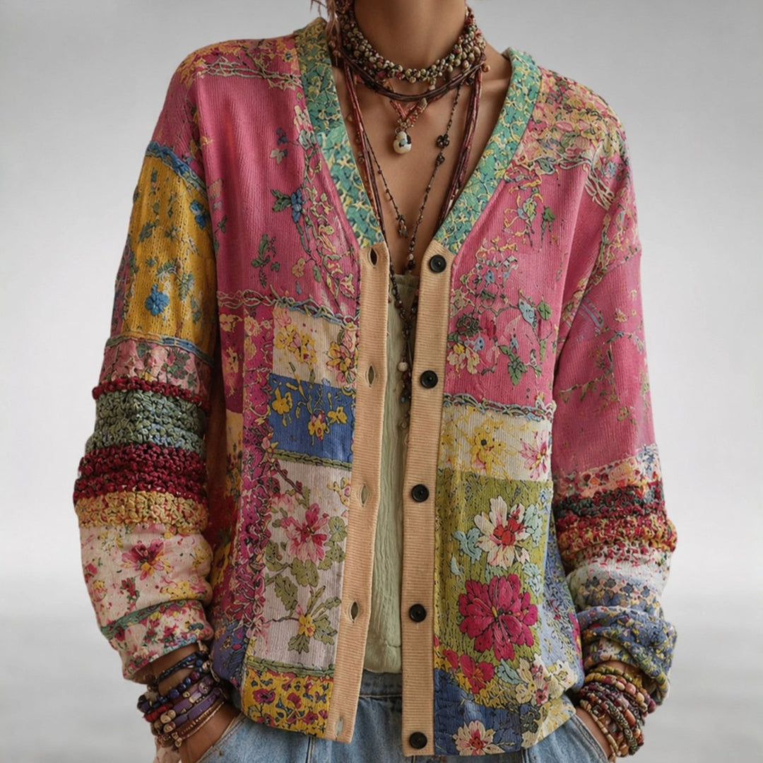 Dames Gebreide Trui Vest Boho V-hals Knopen Losse Pasvorm - Bruin