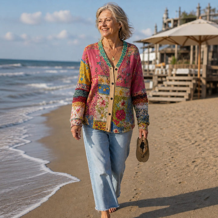 Dames Gebreide Trui Vest Boho V-hals Knopen Losse Pasvorm