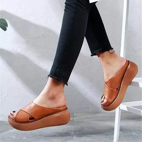 Dames Gekruiste Bandjes Platte Comfort Sandalen