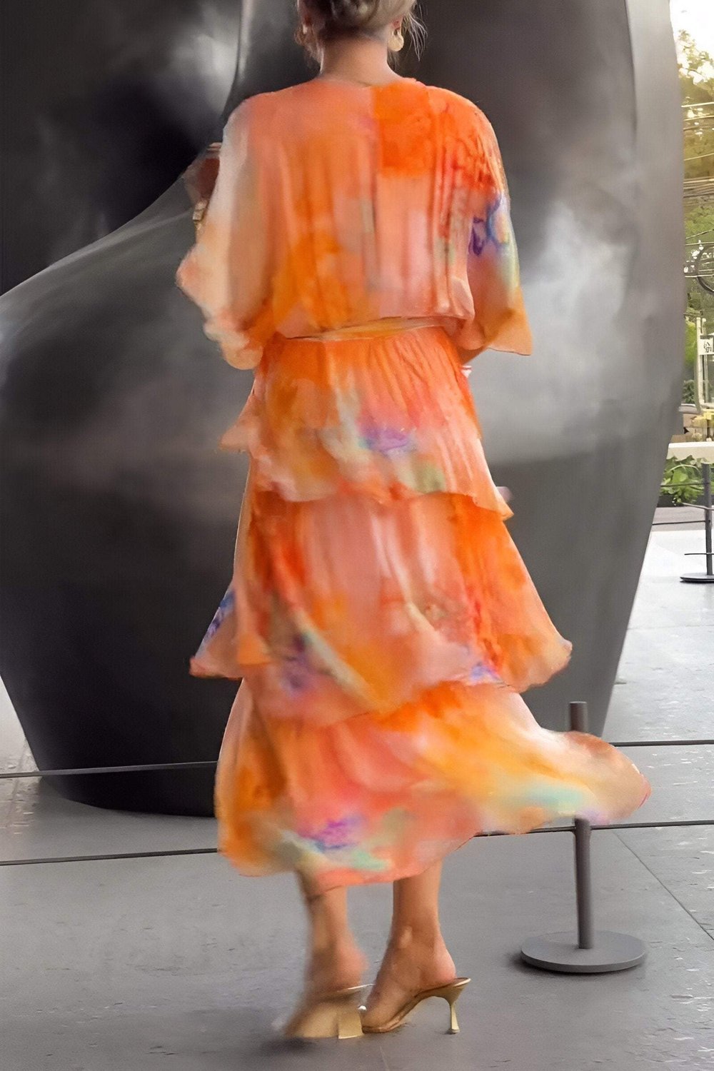 Dames Gelaagde Chiffon Bloemen Maxi Jurk