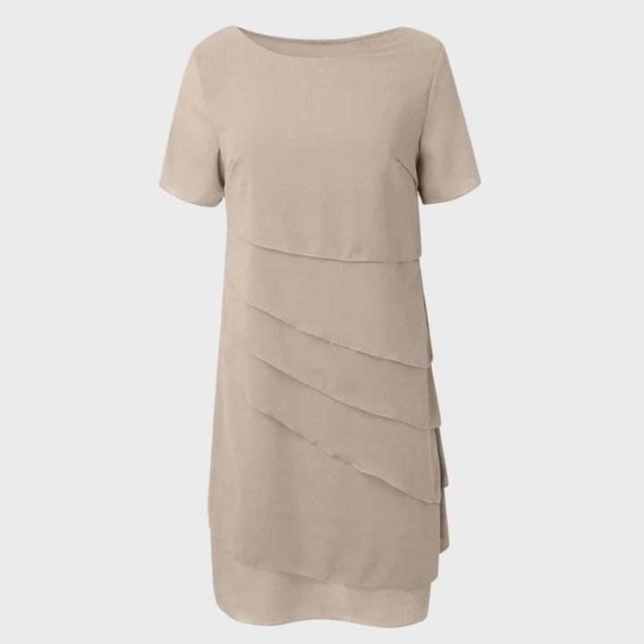 Dames Gelaagde Chiffon Cocktail Party Dress Korte Mouw
