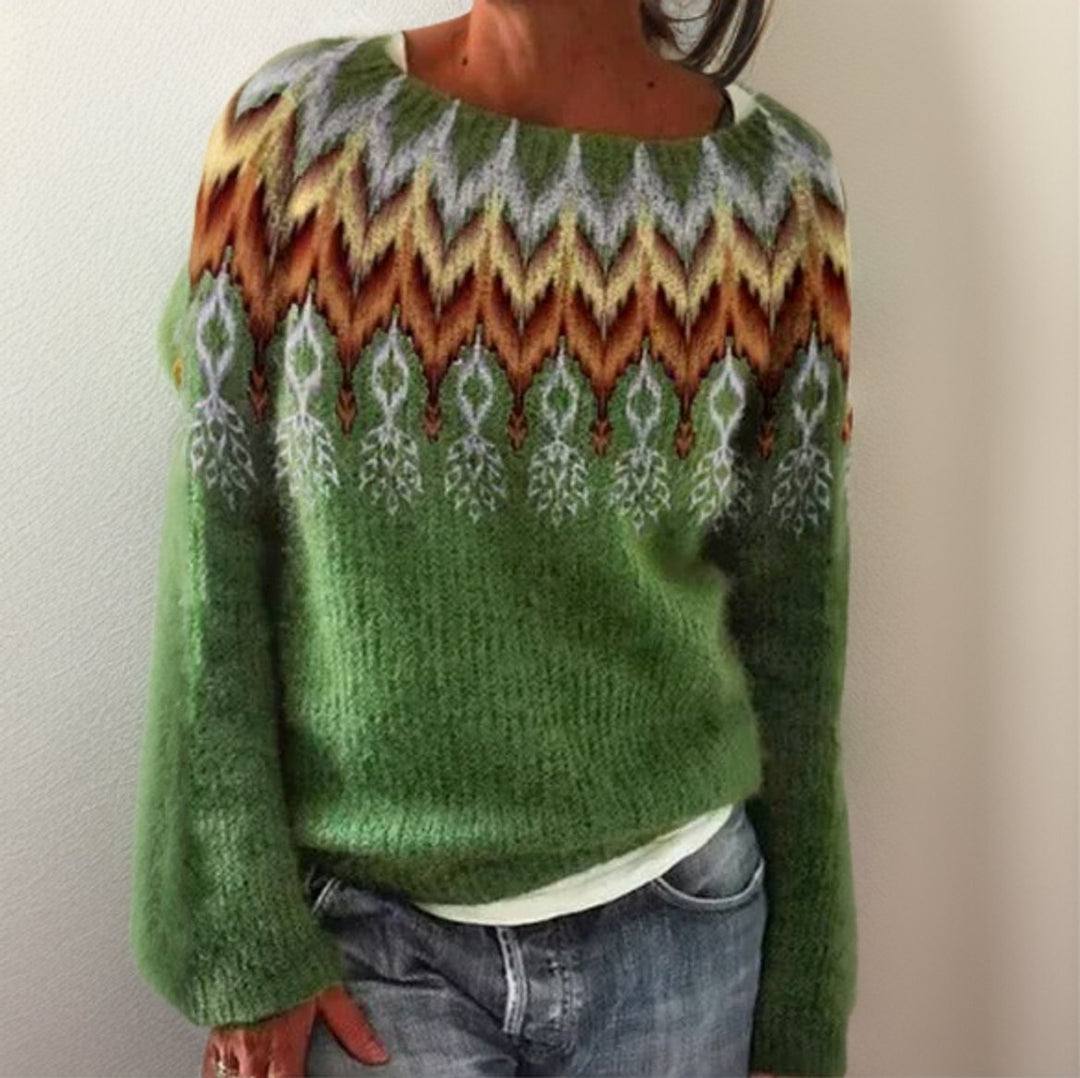 Dames Geometrische Knit Sweater Ijslandse Stijl Pullover