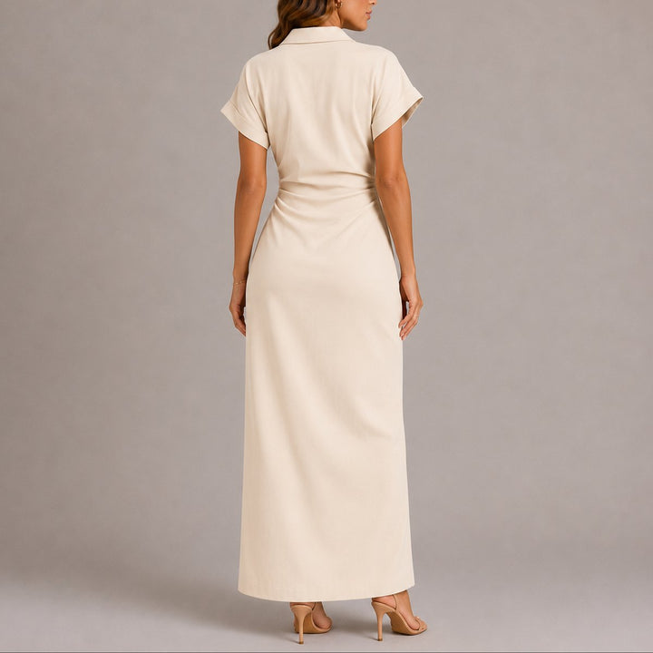 Dames Geplooide Maxi Blousejurk Herfstbruiloft Gast Jurk