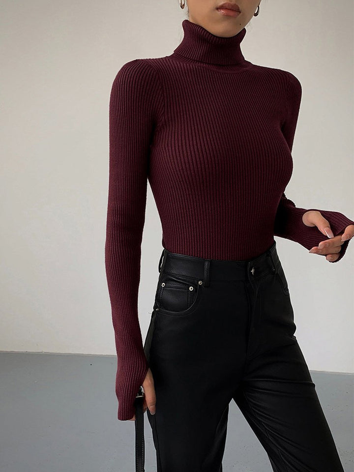 Dames Geribbelde Coltrui Lichtgewicht Lente Sweater