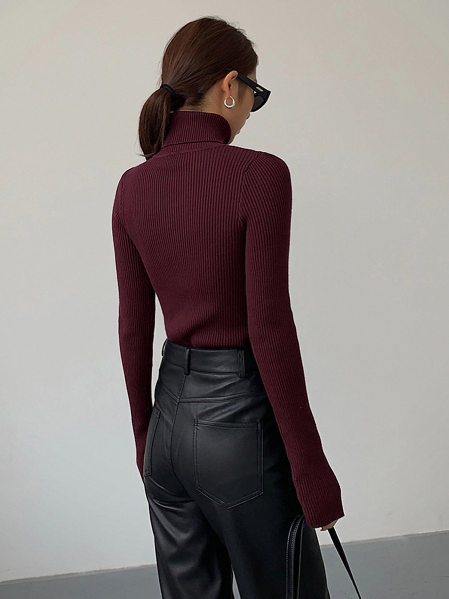 Dames Geribbelde Coltrui Lichtgewicht Lente Sweater