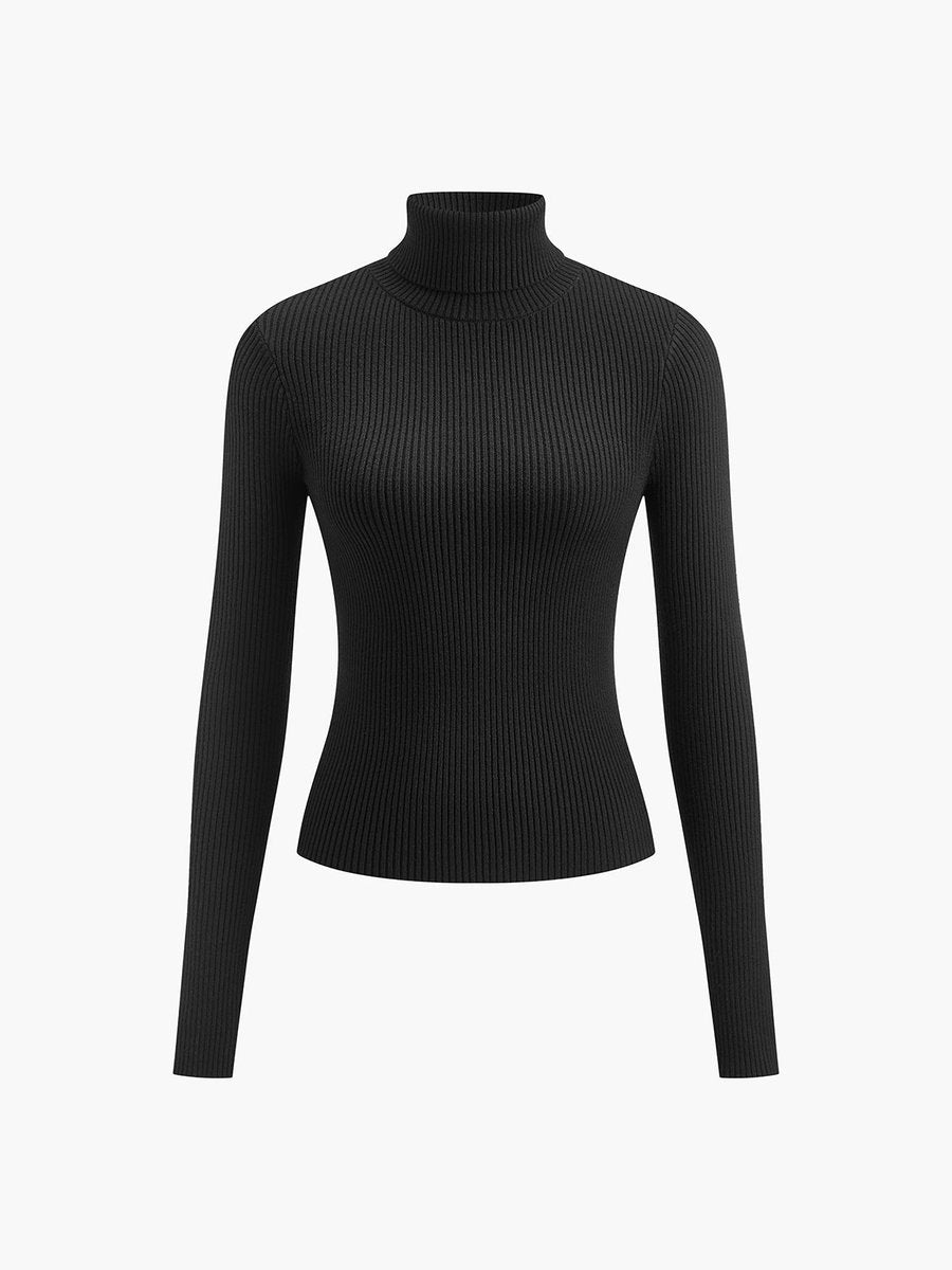 Dames Geribbelde Coltrui Lichtgewicht Lente Sweater