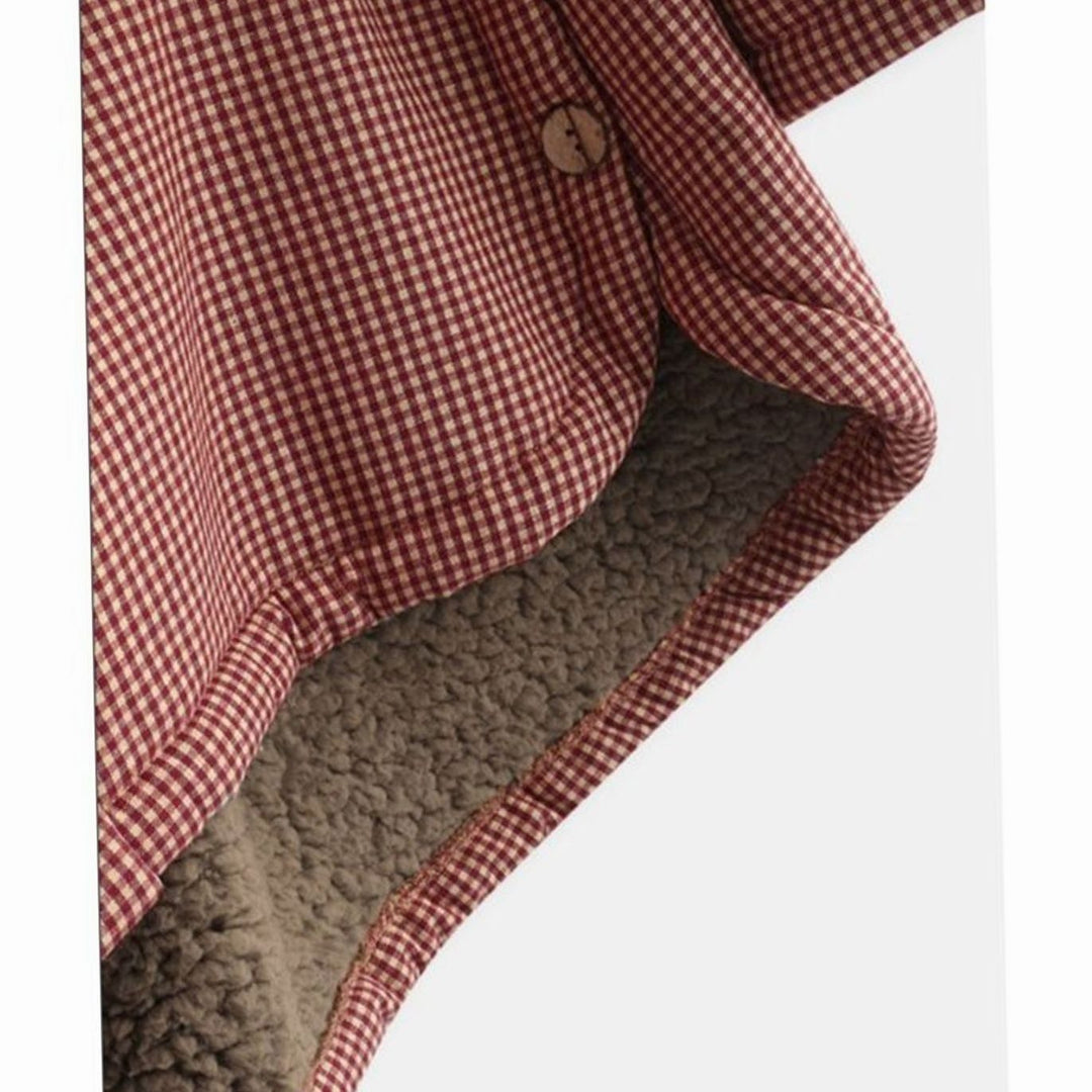 Dames Geruite Fleece Gevoerde Hooded Winterjas