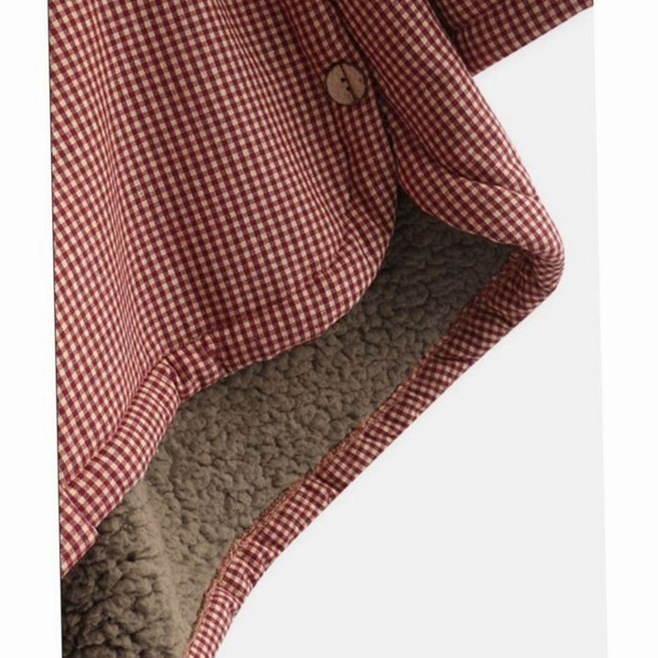 Dames Geruite Fleece Gevoerde Hooded Winterjas