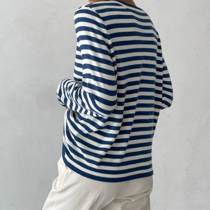 Dames Gestreept Katoenen Shirt Lange Mouwen