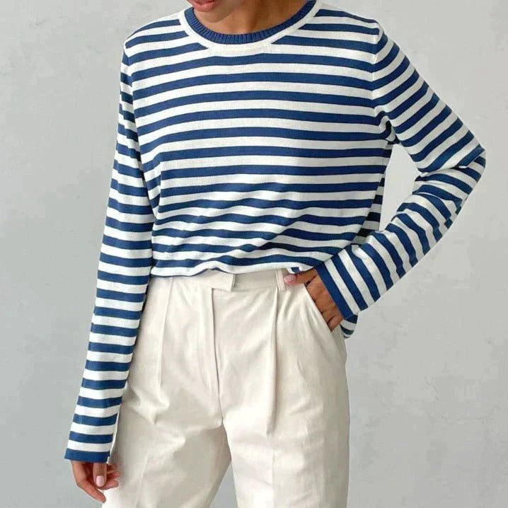 Dames Gestreept Katoenen Shirt Lange Mouwen