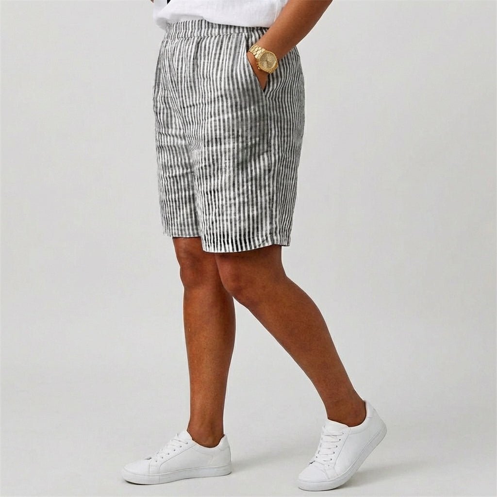 Dames Gestreepte Relaxed-Fit Shorts Elastische Taille
