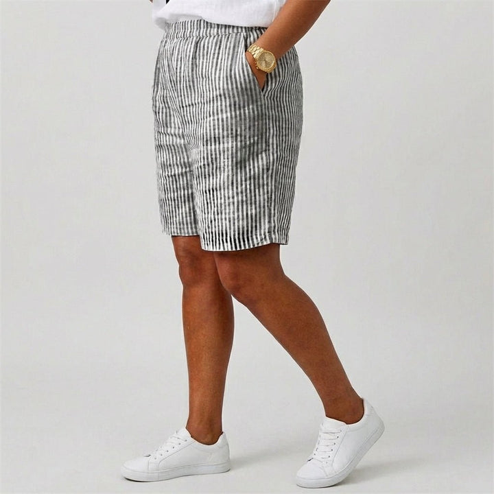 Dames Gestreepte Relaxed-Fit Shorts Elastische Taille