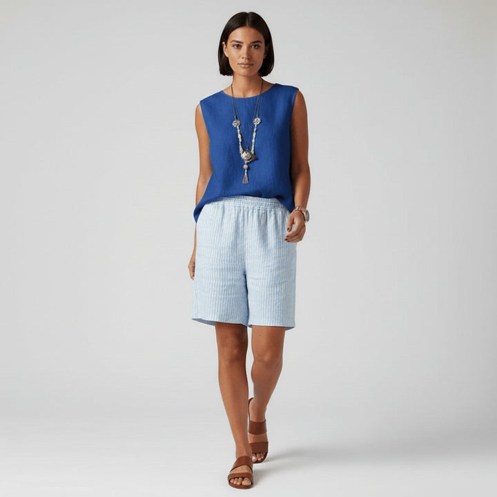 Dames Gestreepte Relaxed-Fit Shorts Elastische Taille