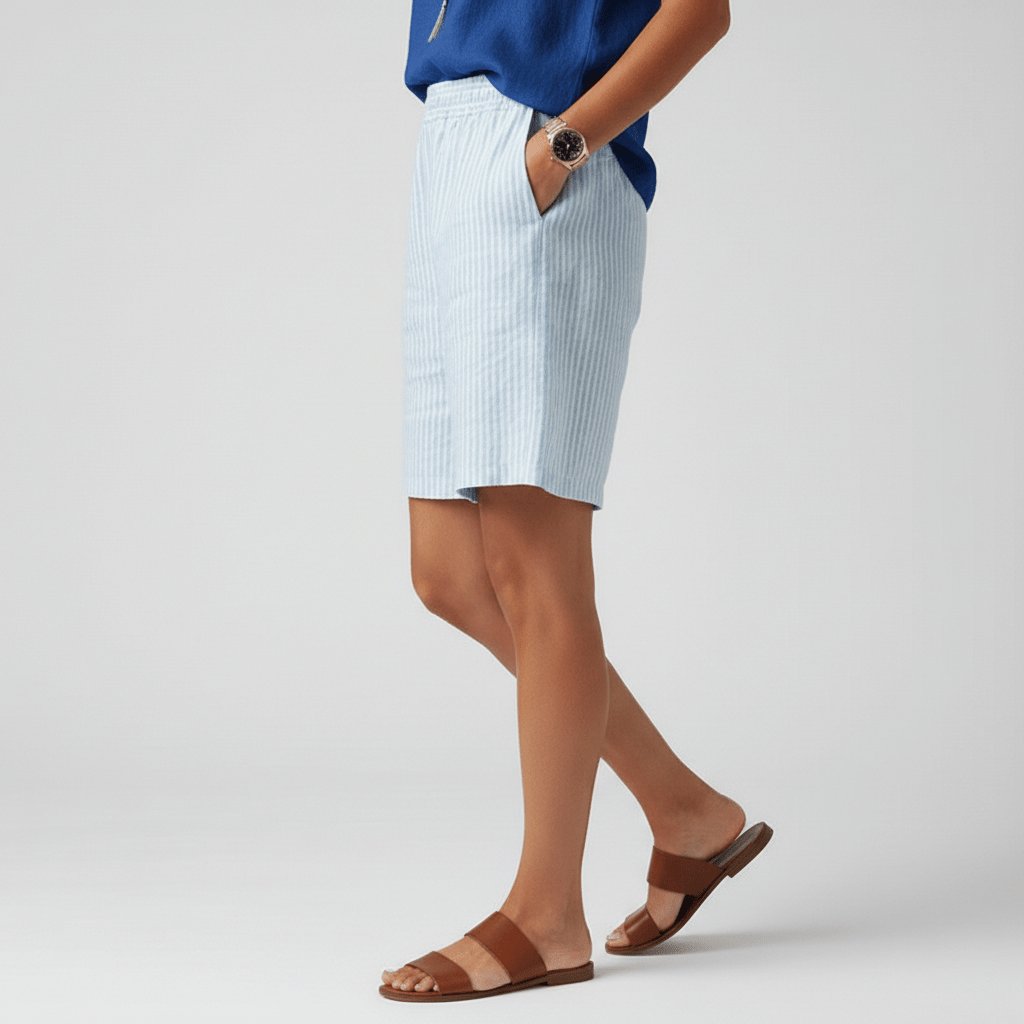 Dames Gestreepte Relaxed-Fit Shorts Elastische Taille