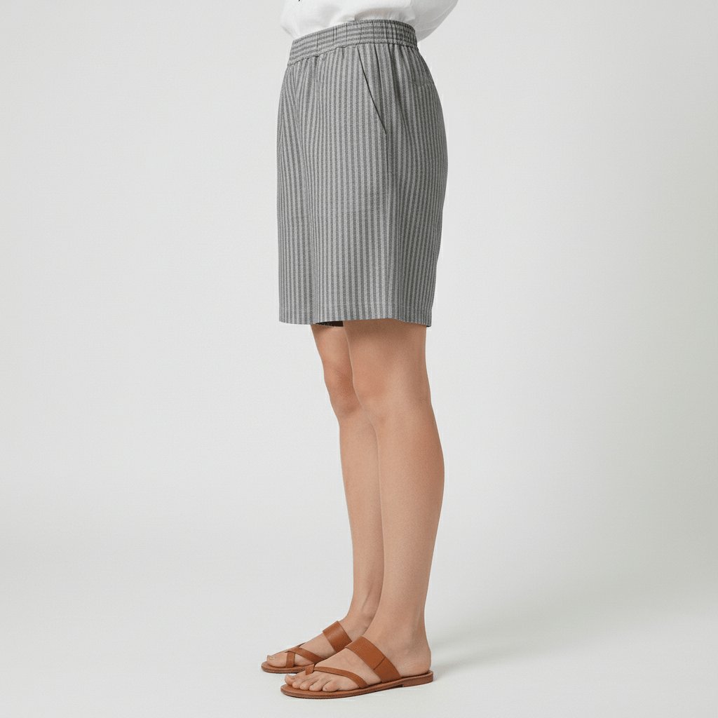 Dames Gestreepte Relaxed-Fit Shorts Elastische Taille