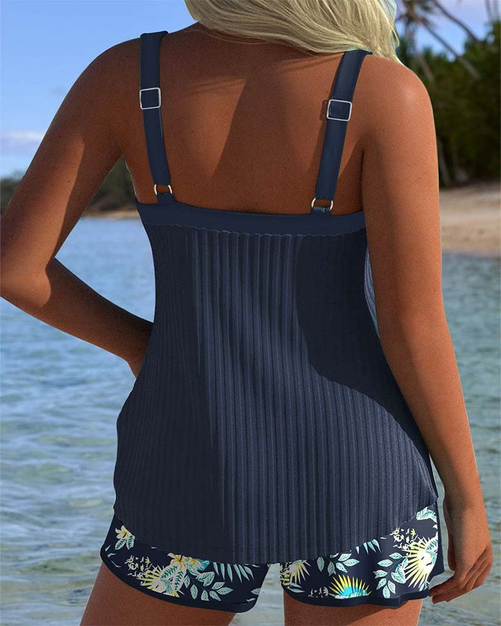 Dames Gestreepte Tankini Two-Piece Set Zwemkleding