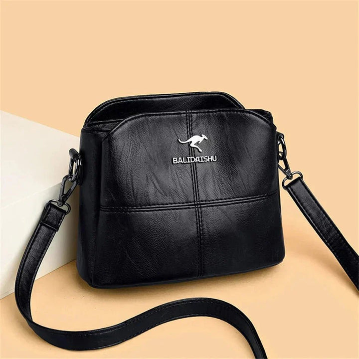 Dames Gestructureerde Kunstleren Crossbody Schoudertas Ritssluiting - Black
