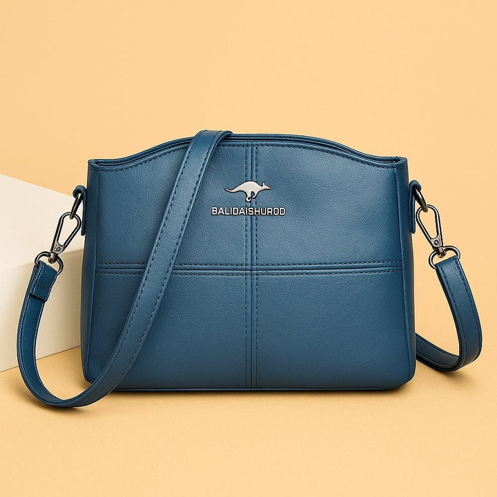 Dames Gestructureerde Kunstleren Crossbody Schoudertas Ritssluiting - Sky Blue