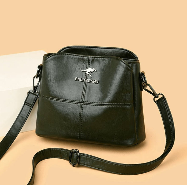 Dames Gestructureerde Kunstleren Crossbody Schoudertas Ritssluiting