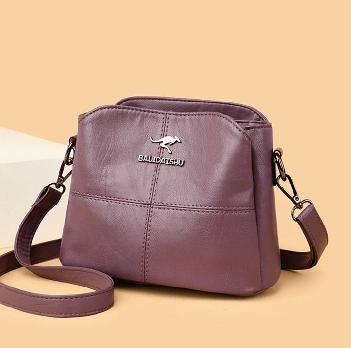 Dames Gestructureerde Kunstleren Crossbody Schoudertas Ritssluiting - Purple
