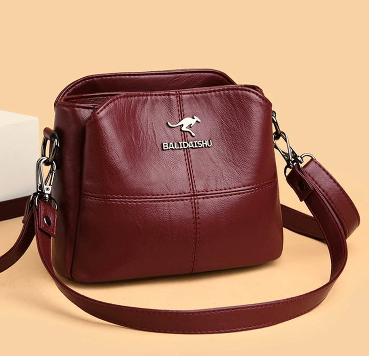 Dames Gestructureerde Kunstleren Crossbody Schoudertas Ritssluiting - Red