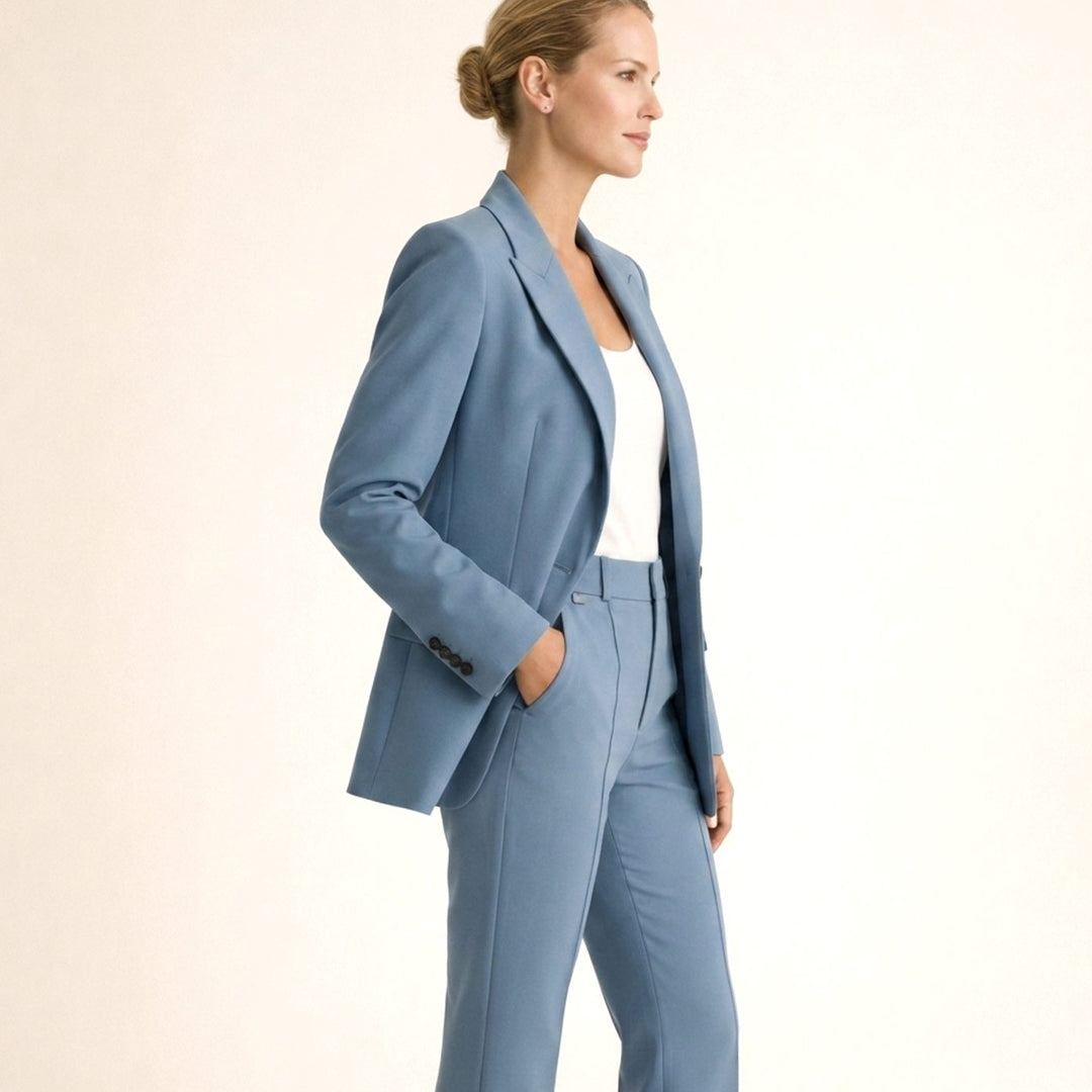 Dames Getailleerd Flared-Broek Blazer Tweedelig Pak