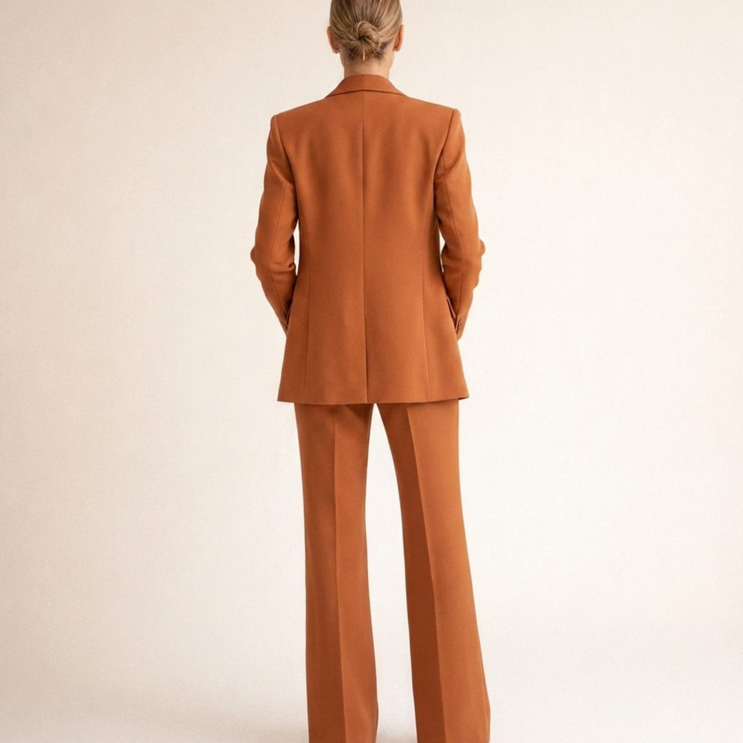 Dames Getailleerd Flared-Broek Blazer Tweedelig Pak