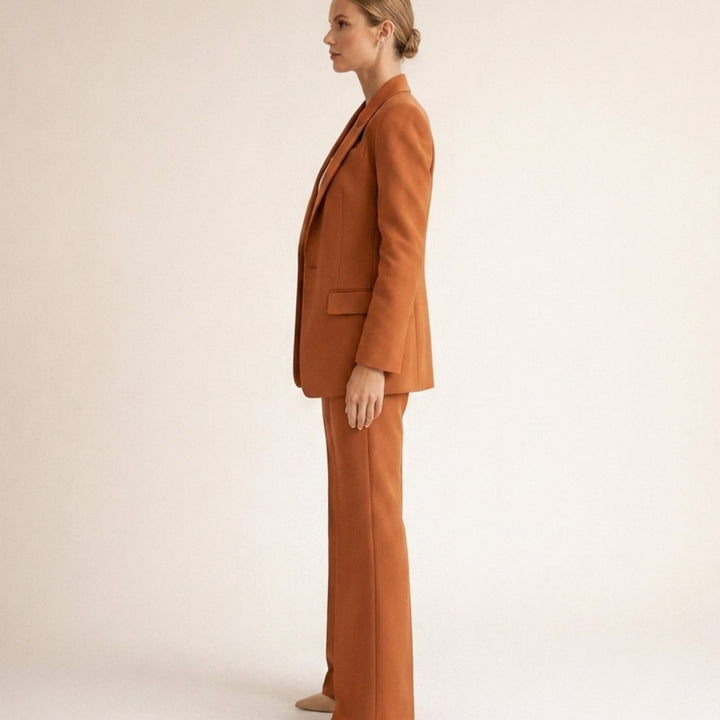 Dames Getailleerd Flared-Broek Blazer Tweedelig Pak