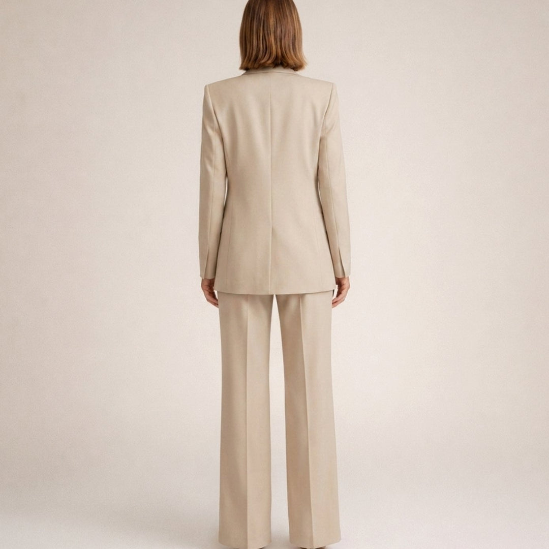 Dames Getailleerd Flared-Broek Blazer Tweedelig Pak