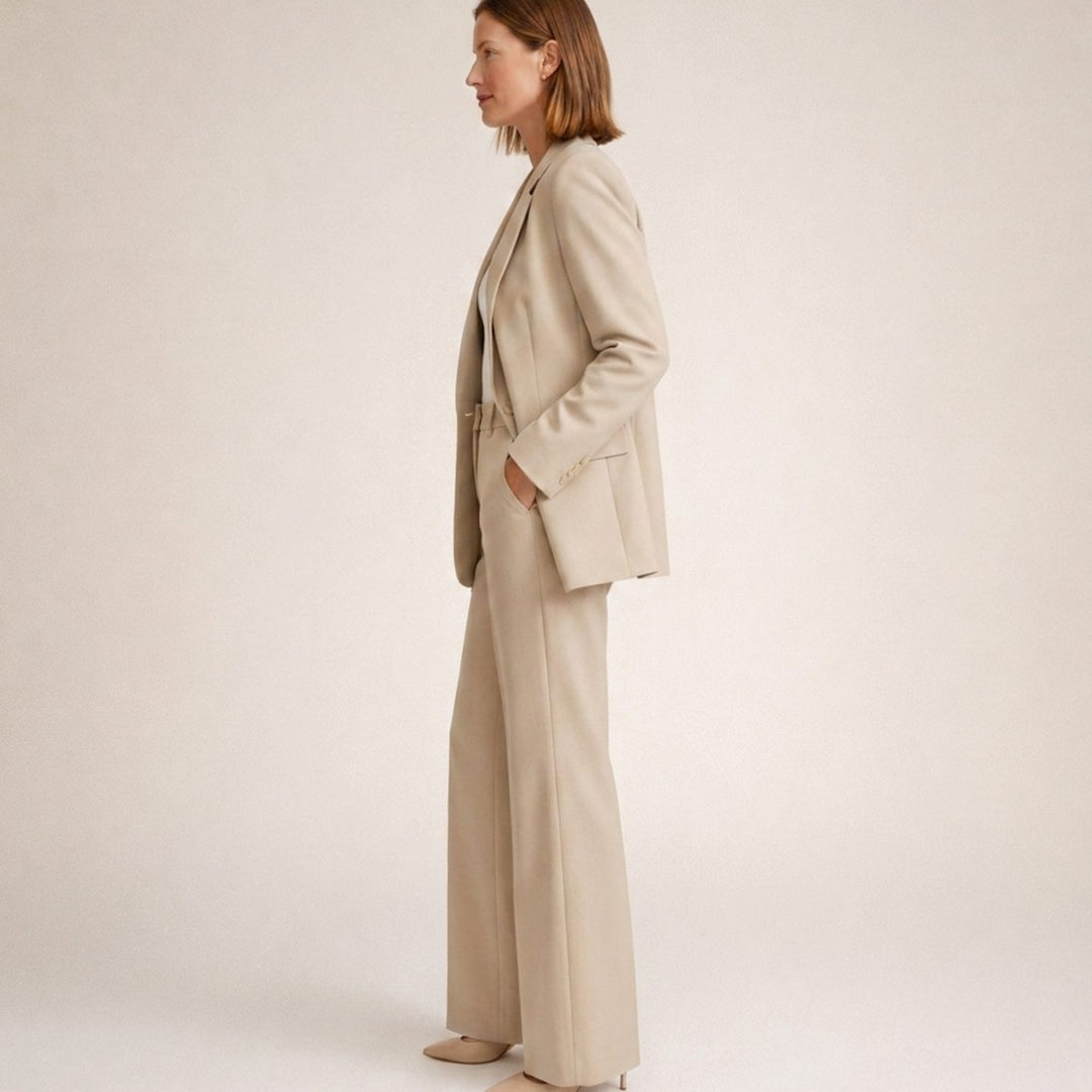 Dames Getailleerd Flared-Broek Blazer Tweedelig Pak