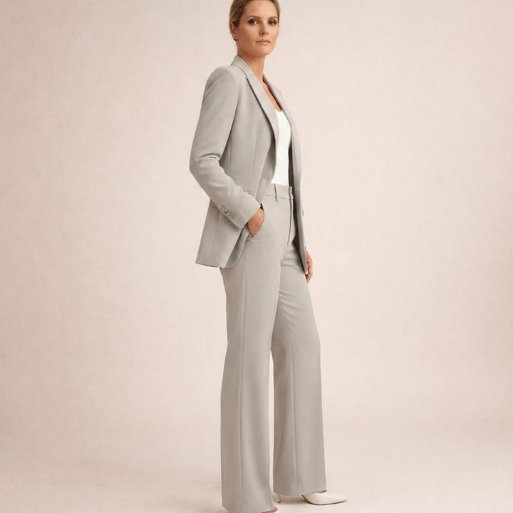 Dames Getailleerd Flared-Broek Blazer Tweedelig Pak