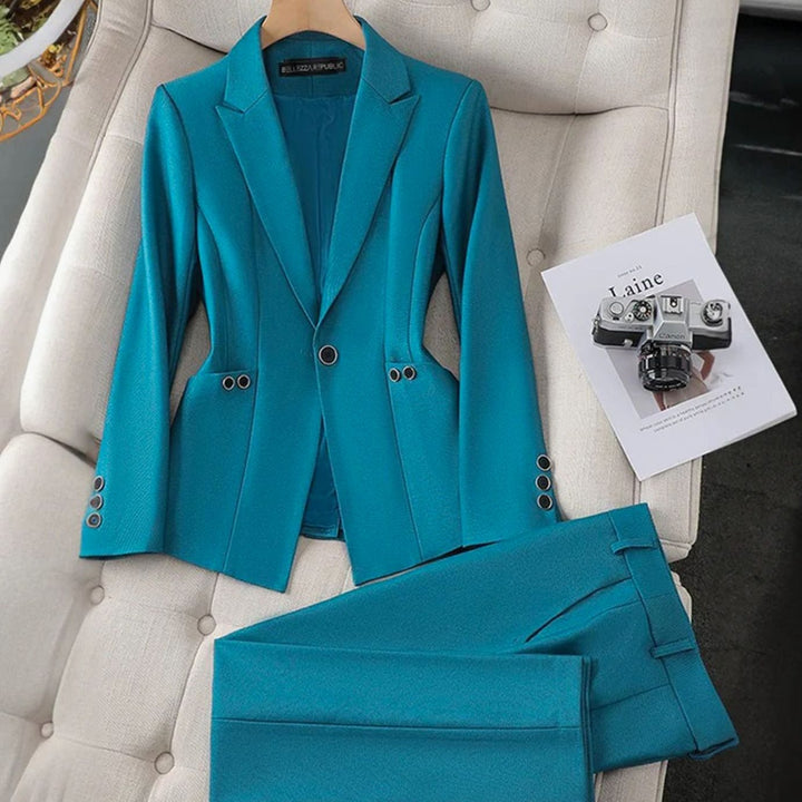 Dames Getailleerde Blazer Broekpak Set Eénknops
