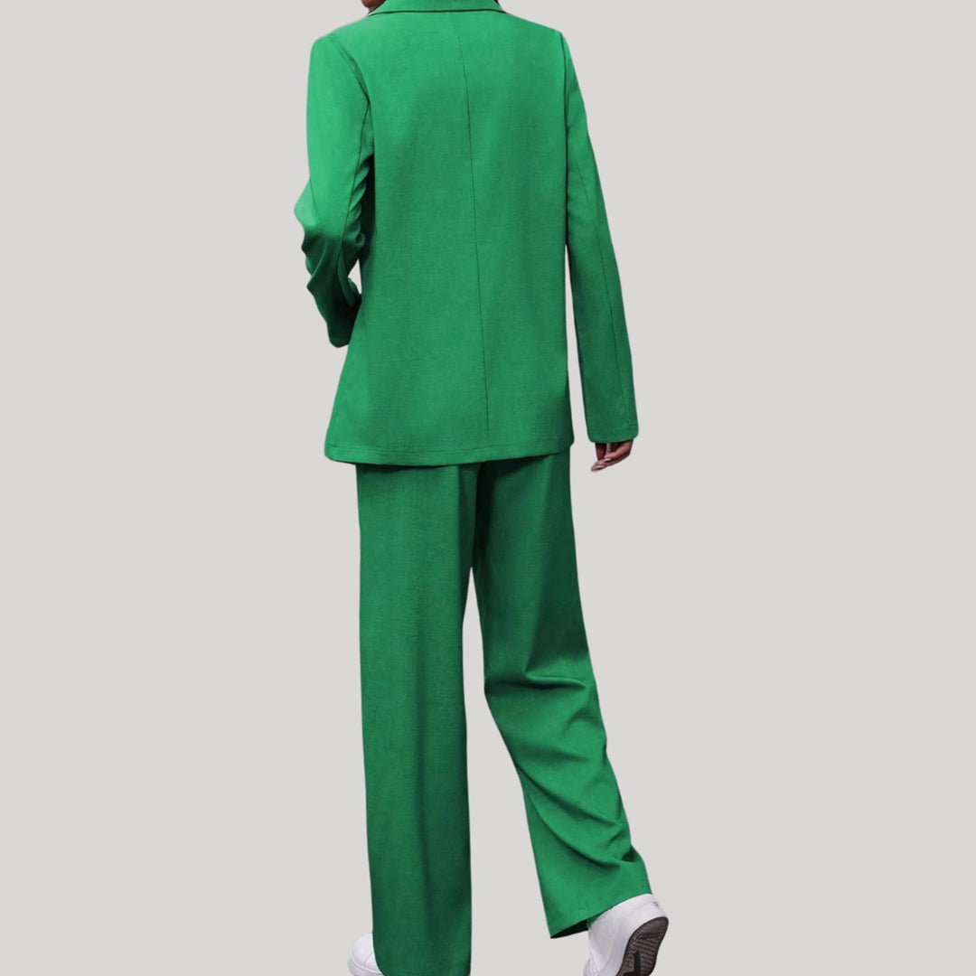 Dames Getailleerde Dubbele Rij Blazer Broekpak