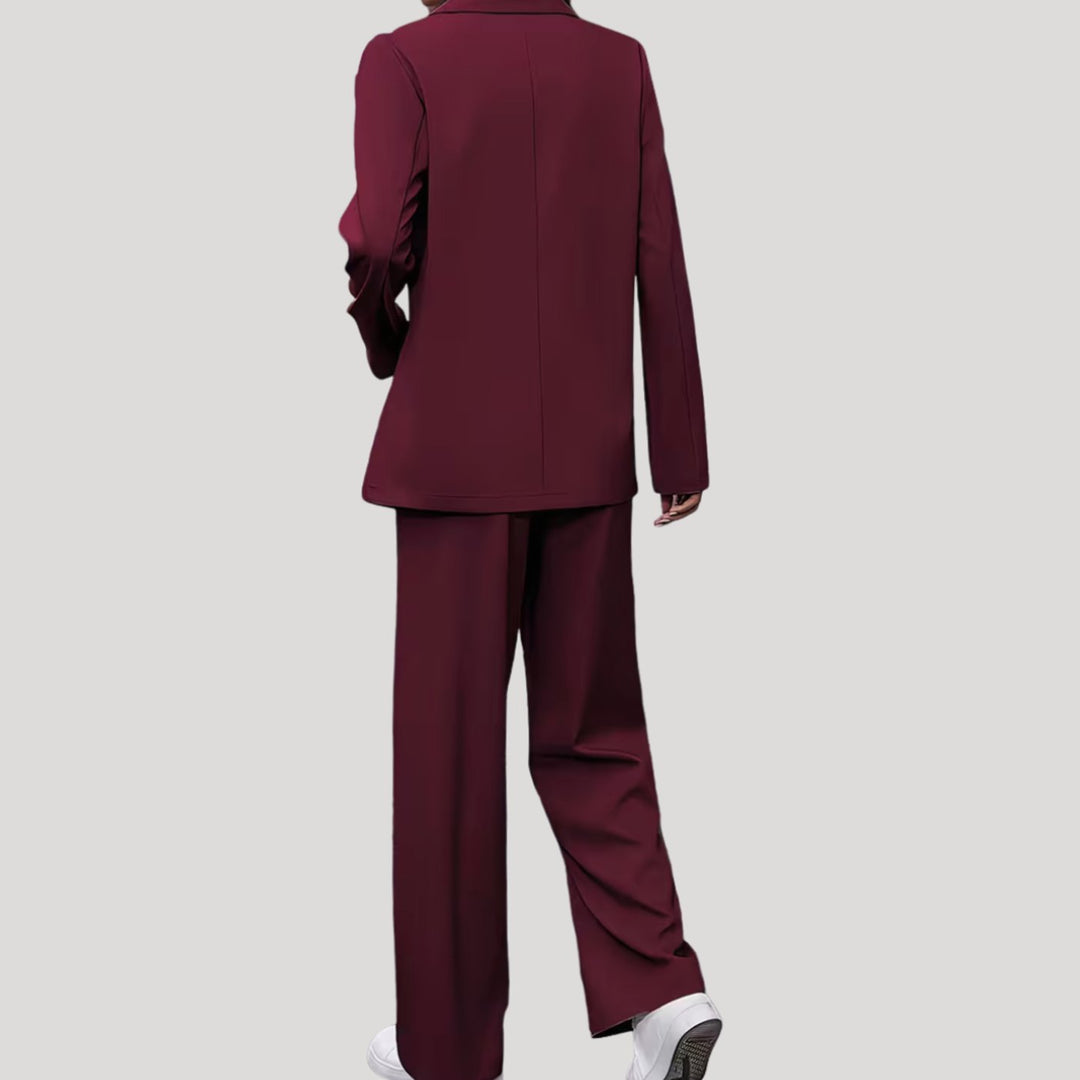 Dames Getailleerde Dubbele Rij Blazer Broekpak