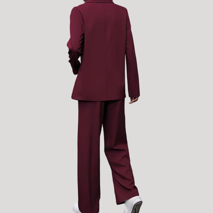 Dames Getailleerde Dubbele Rij Blazer Broekpak