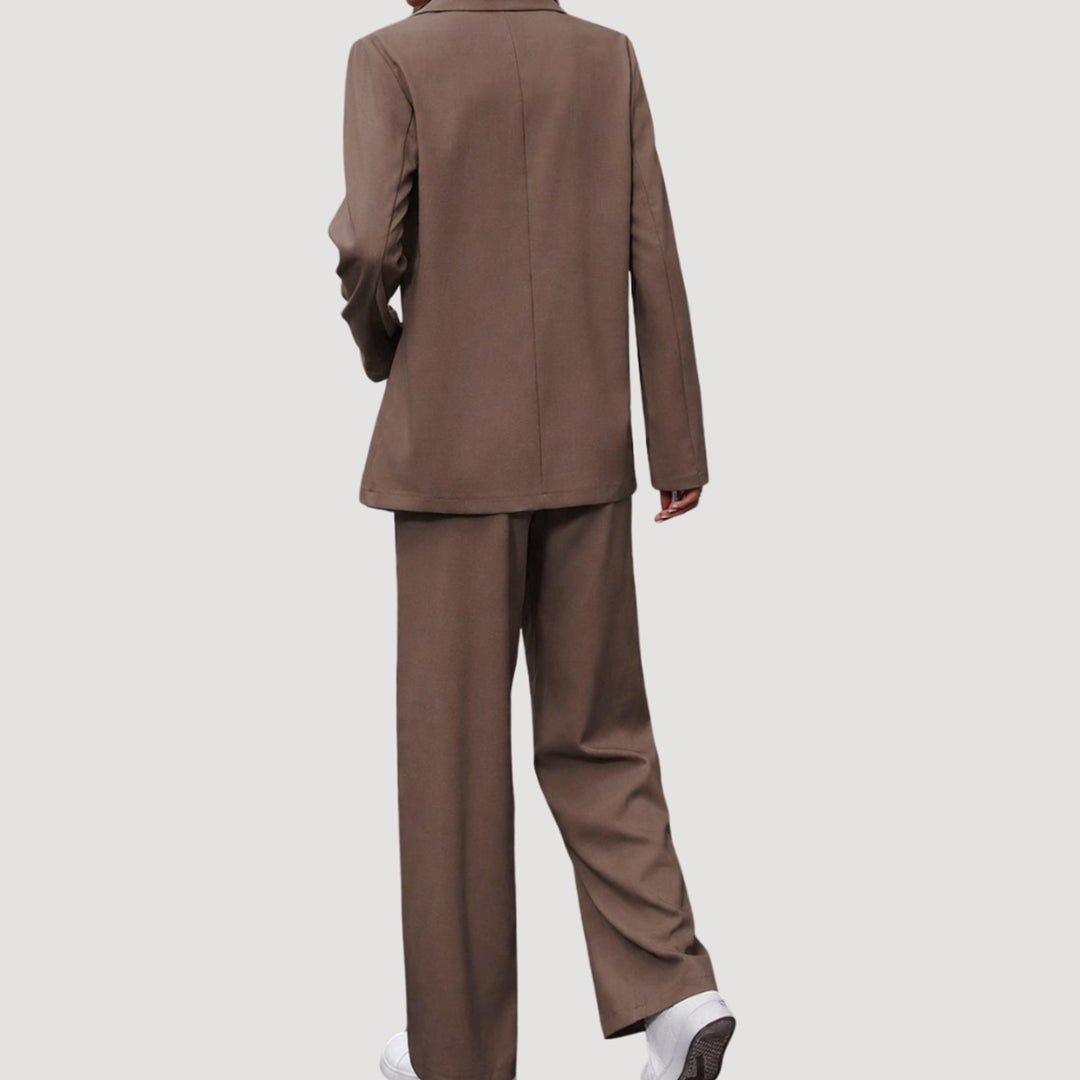 Dames Getailleerde Dubbele Rij Blazer Broekpak, Burgundy