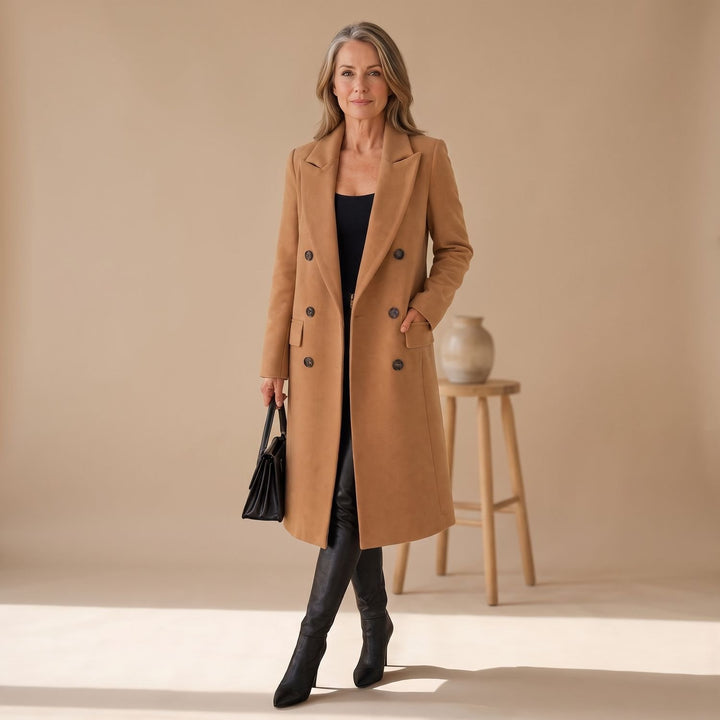 Dames Getailleerde Dubbele Rij Knopen Longline Winterjas